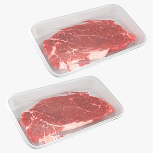 Raw Beef Shoulder Wrapped Package Collection 3D