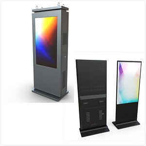 3D indoor advertising player display screen PBR