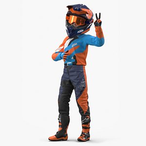 3D KTM Youth Motocross Bike Rider Full Gear Rigged for Cinema 4D model
