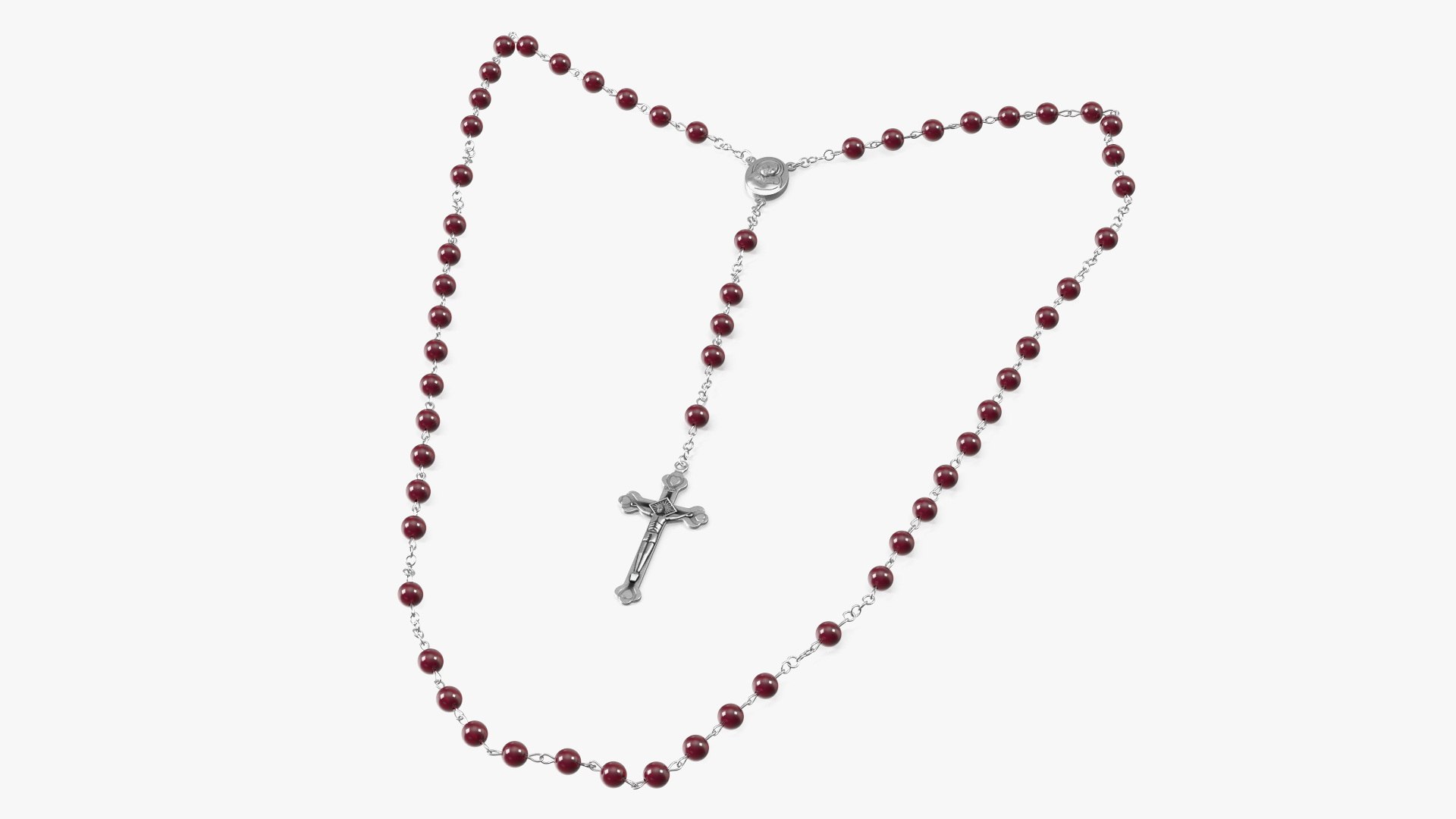 Christian Rosary Beads with Crucifix Red 3D model preview