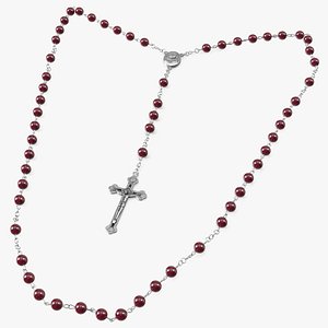 Christian Rosary Beads with Crucifix Red 3D model