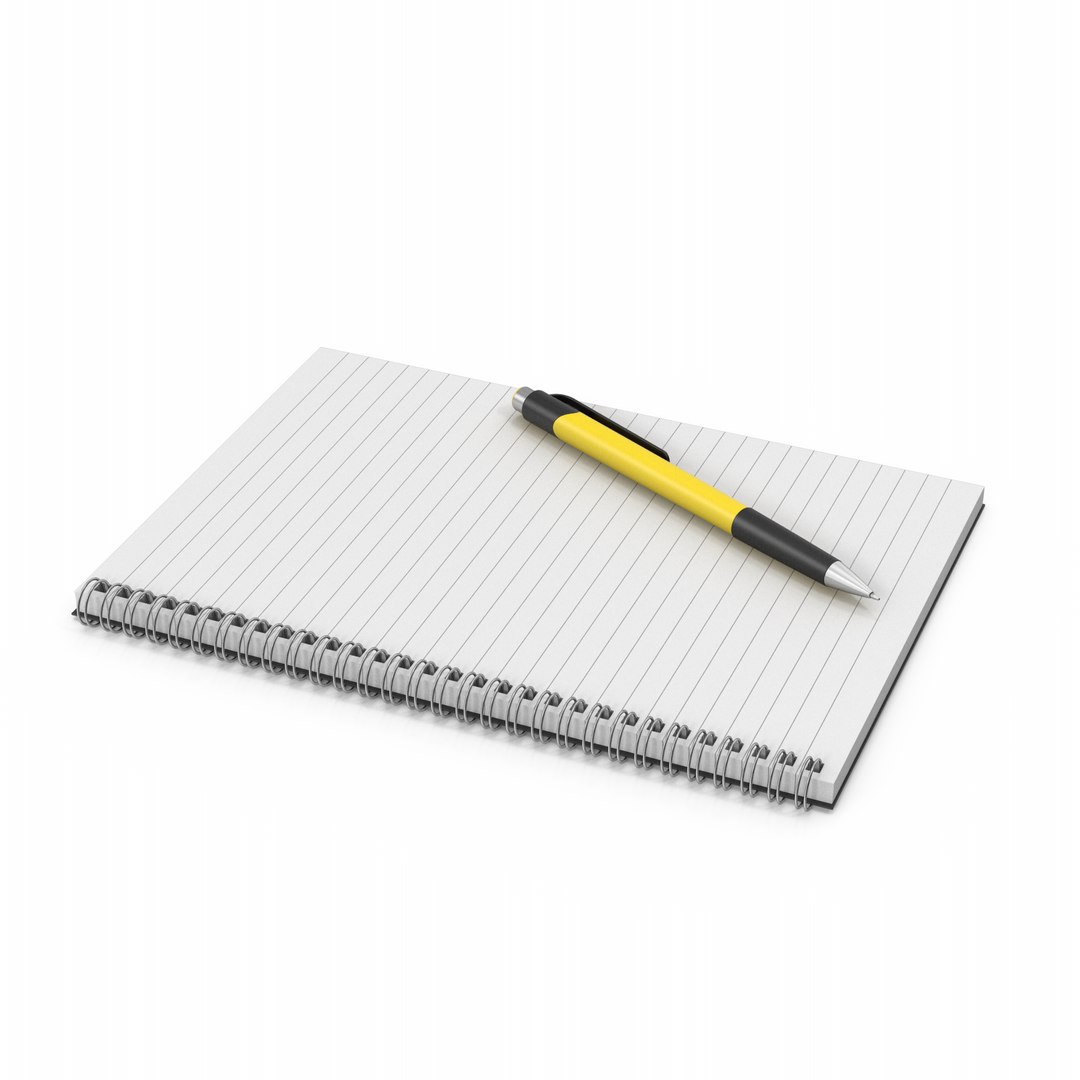 3D Model Notepad With Yellow Pen - TurboSquid 1844059