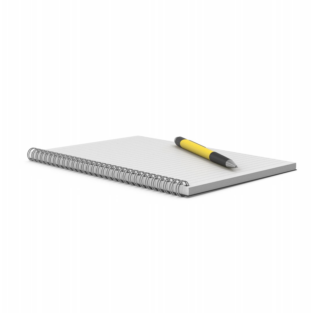 3D Model Notepad With Yellow Pen - TurboSquid 1844059