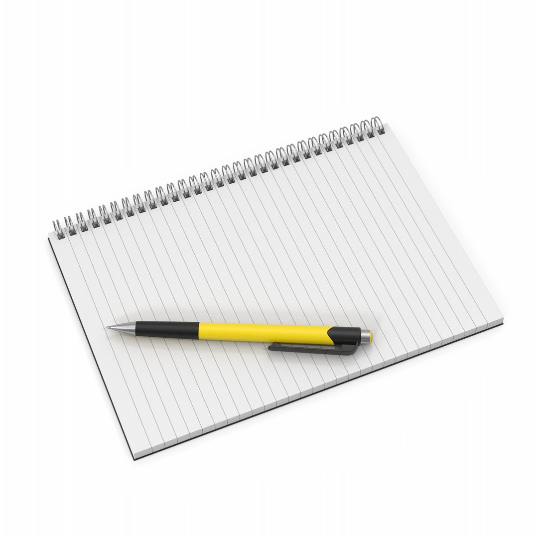 3D Model Notepad With Yellow Pen - TurboSquid 1844059