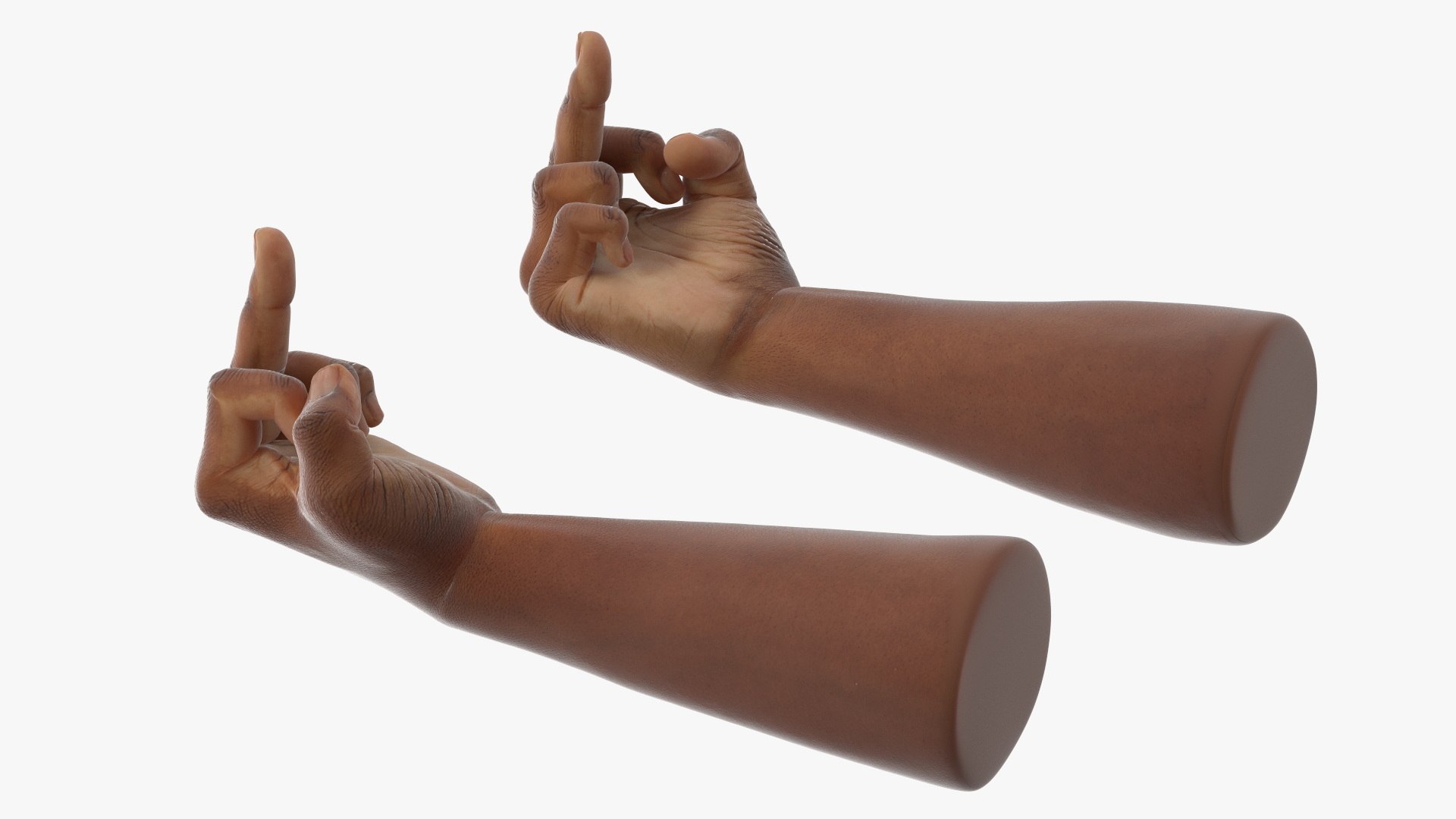 Black Male Hand Pair with Middle Finger Gesture 3D model preview