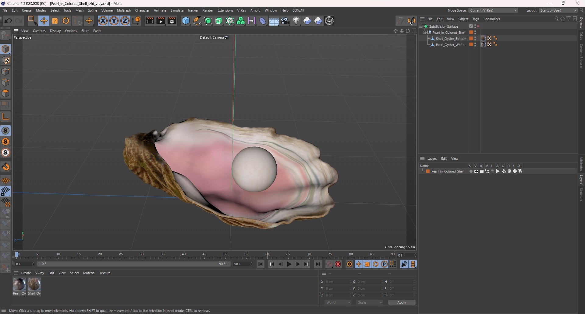 Pearl In Colored Shell Model - TurboSquid 2387380