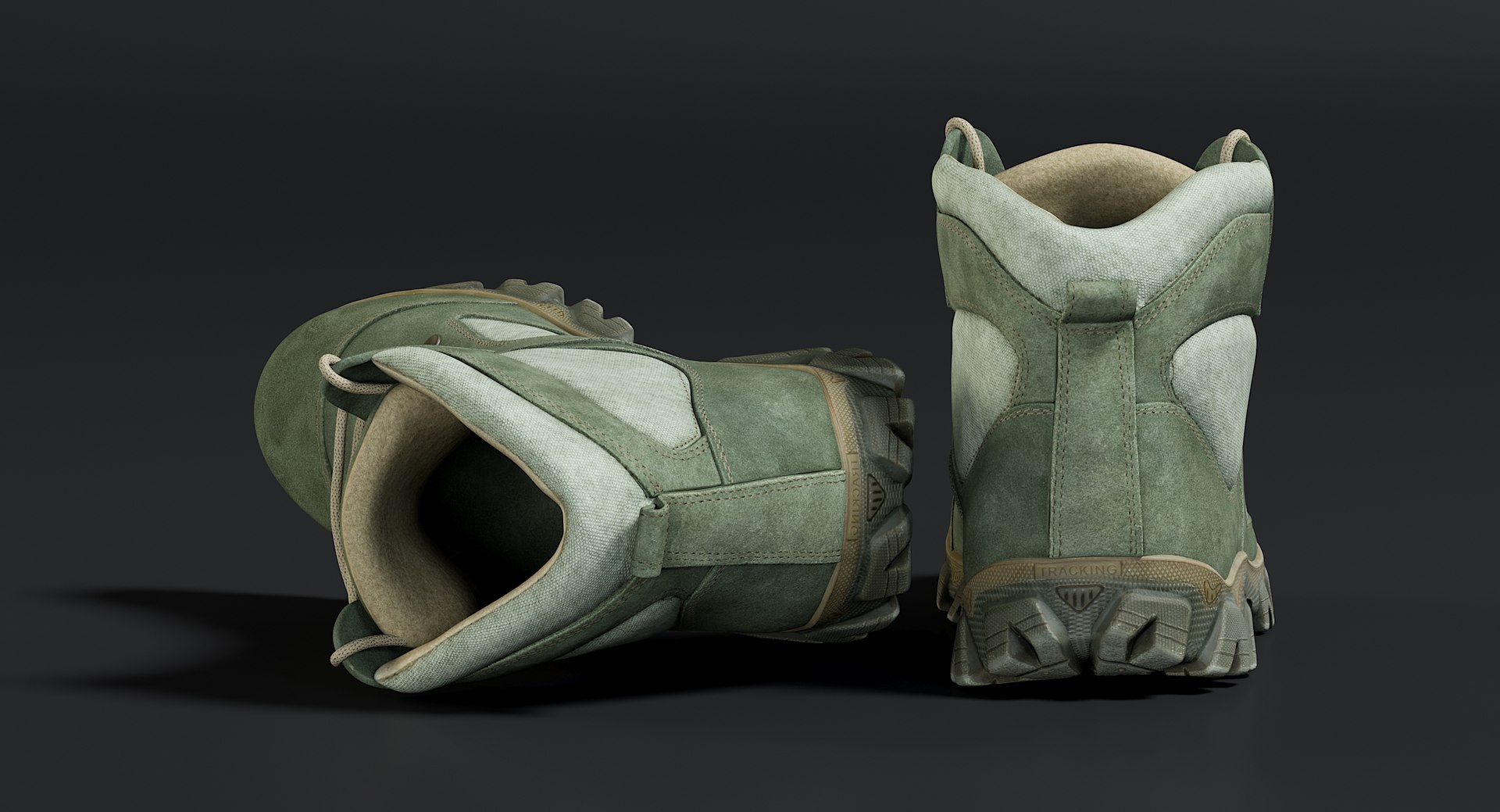 3D realistic boots green model https://p.turbosquid.com/ts-thumb/R9/NaX967/MNNPRUkT/_view110012/jpg/1564128953/1920x1080/fit_q87/291e2114c9355e576ad0120c75faf7beaa8945b5/_view110012.jpg