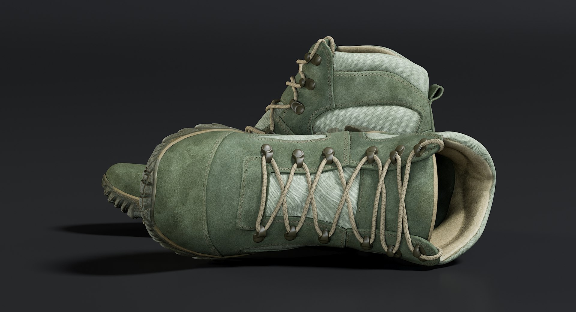 3D realistic boots green model https://p.turbosquid.com/ts-thumb/R9/NaX967/xoxdzfBl/_view120018/jpg/1564128953/1920x1080/fit_q87/4a108676e7e7653c6b2a7695009f3cb7f70e8231/_view120018.jpg
