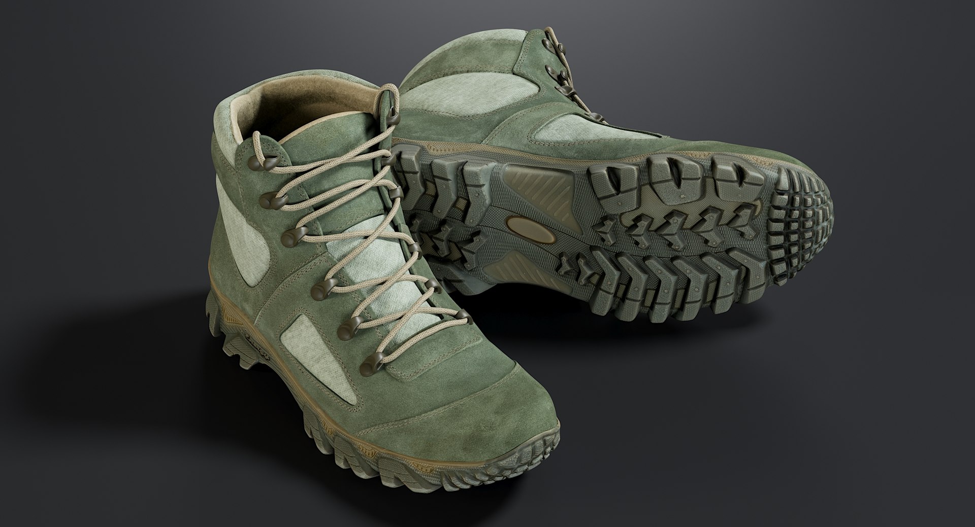 3D realistic boots green model https://p.turbosquid.com/ts-thumb/R9/NaX967/zEgML68Q/si_2/jpg/1564128895/1920x1080/fit_q87/df56a30139c991ce56d2bf71ae3b516ad925067d/si_2.jpg
