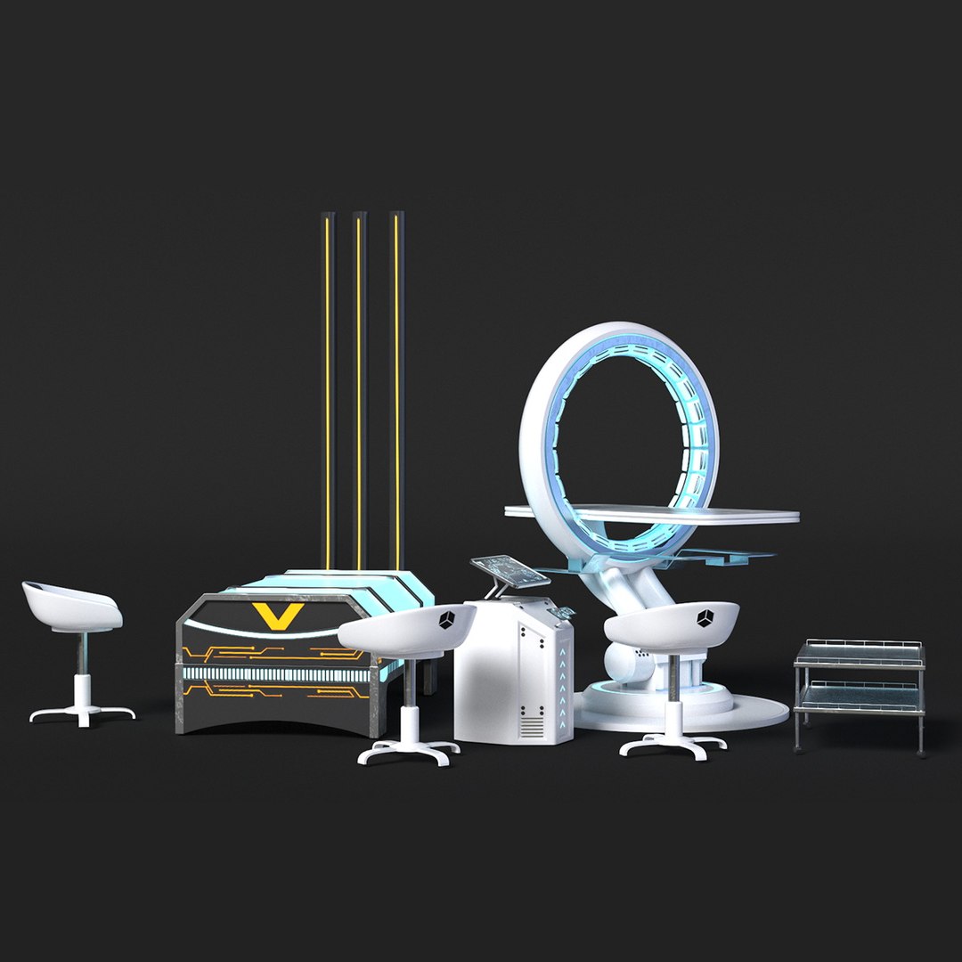Futuristic First aid Clinic Equipment 3D model preview