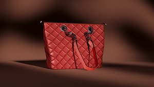 Red Quilted Leather Handbag 3D Model