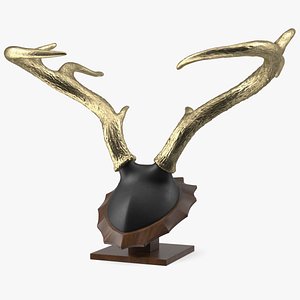 Tabletop Stand with Stag Antlers Gold Plated model