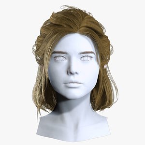 3D model Casual Layered Half Up Style - Game Ready Hair Cards