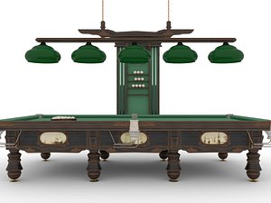 3D Classic Billiard Pool Table Set model
