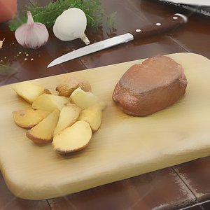 3D Pork and potato pork fillet model