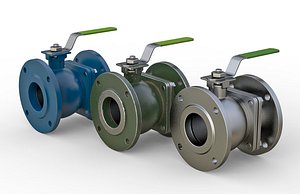 flanged ball valve 3D model