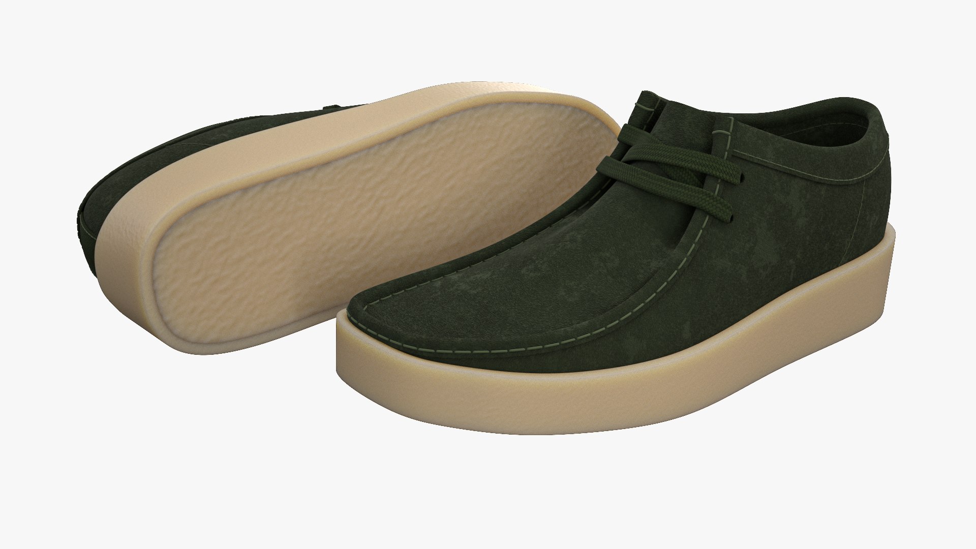 Clarks Wallabee Cup Green Suede model https://p.turbosquid.com/ts-thumb/R9/y1p8SC/Jf/clarkswallabeecupgreensuede01/jpg/1714725662/1920x1080/fit_q87/633ca1a7a18231711900e238b4ec1f96f5dfdcc1/clarkswallabeecupgreensuede01.jpg