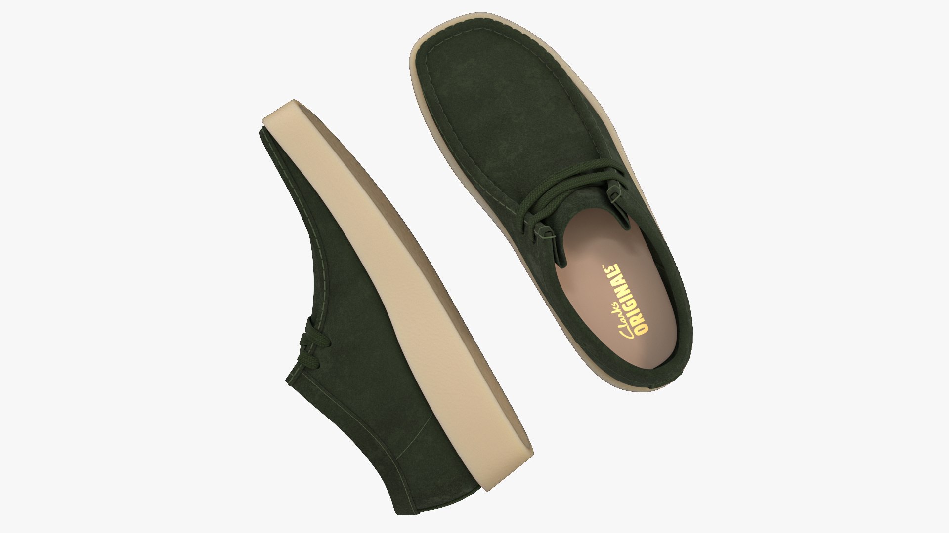 Clarks Wallabee Cup Green Suede model https://p.turbosquid.com/ts-thumb/R9/y1p8SC/oM/clarkswallabeecupgreensuede02/jpg/1714725665/1920x1080/fit_q87/3745edeffa1681afcb1a62e9e20d800f5f09d044/clarkswallabeecupgreensuede02.jpg