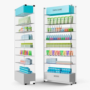 Skin Care Products Store Shelf 3D model