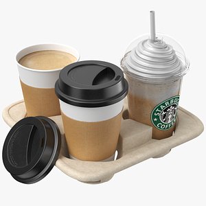 real drinks tray cup 3D model