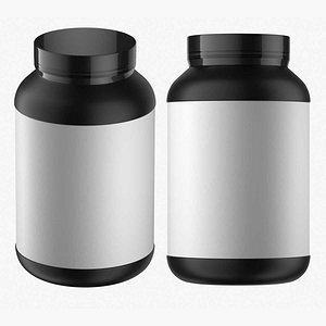 3D Protein Jar Mockup with Shrink Film 01