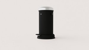 3D Black Cylindrical Pedal Trash Bin with Silver Lid model