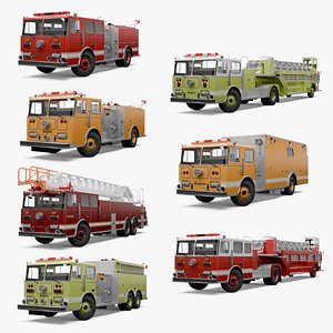 Seagrave Fire Truck Low Poly Bundle 3