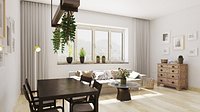 Highly detailed living room interior scene