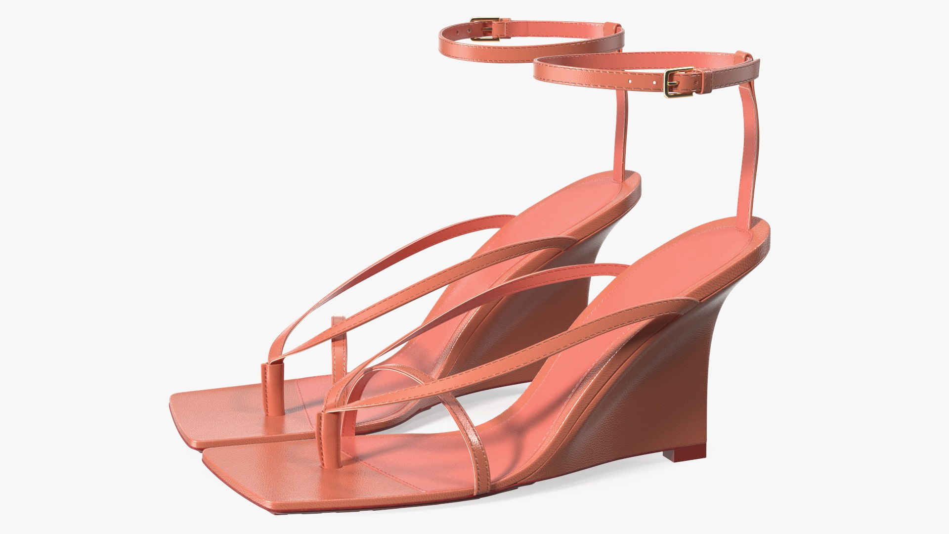 Women Stretch Wedge Sandals Pink 3D model preview