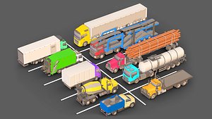 3D Low-poly Truck Pack 3D model