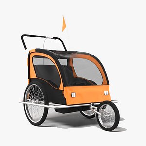 3D Bike Trailer Stroller Pet Trailer model