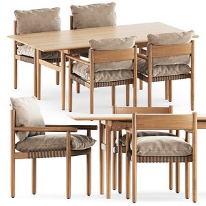 Tibbo Armchair and CH327 table 3D