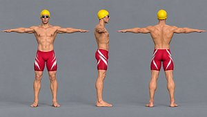 Professional Male Swimmer Rigged Game Ready Athlete Character