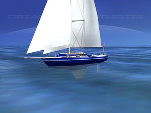 3D model cutter rigged sailing sailboats