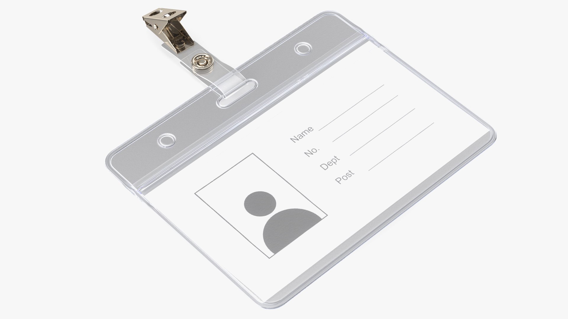 Horizontal Clear ID Badge Holder 3D model preview