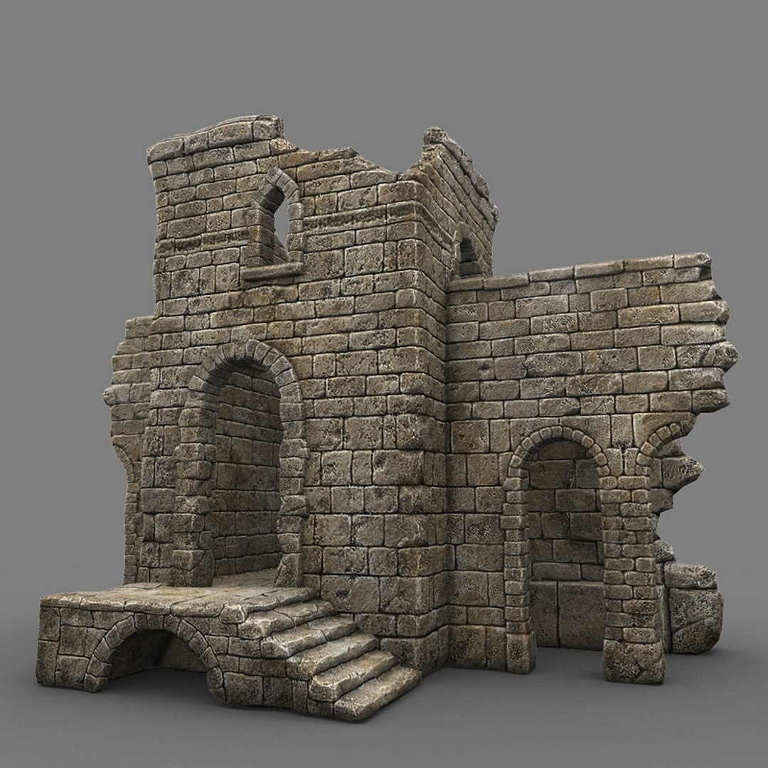 3д разрушать. Диорама руины замка 3д. 3д модель террейн. Medieval Castle Tower 3d модель. 3d model Low Poly Ruins.