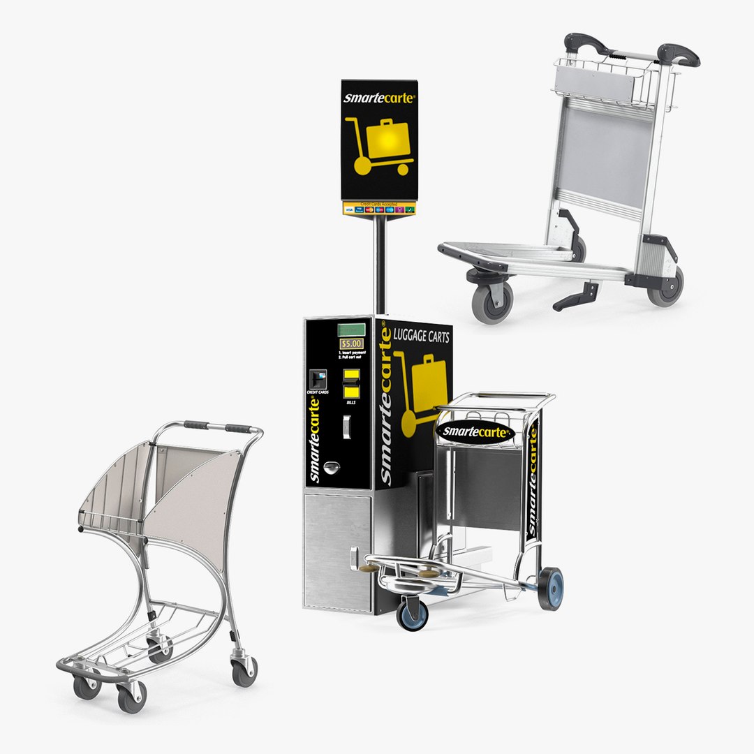Airport Carts Collection 3D model preview