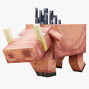 Minecraft Hoglin Rigged 3D Model Game Ready 4K PBR 3D model