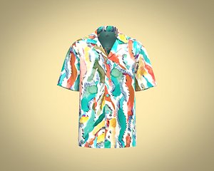 Mens printed resort collar shirt with back yoke vent