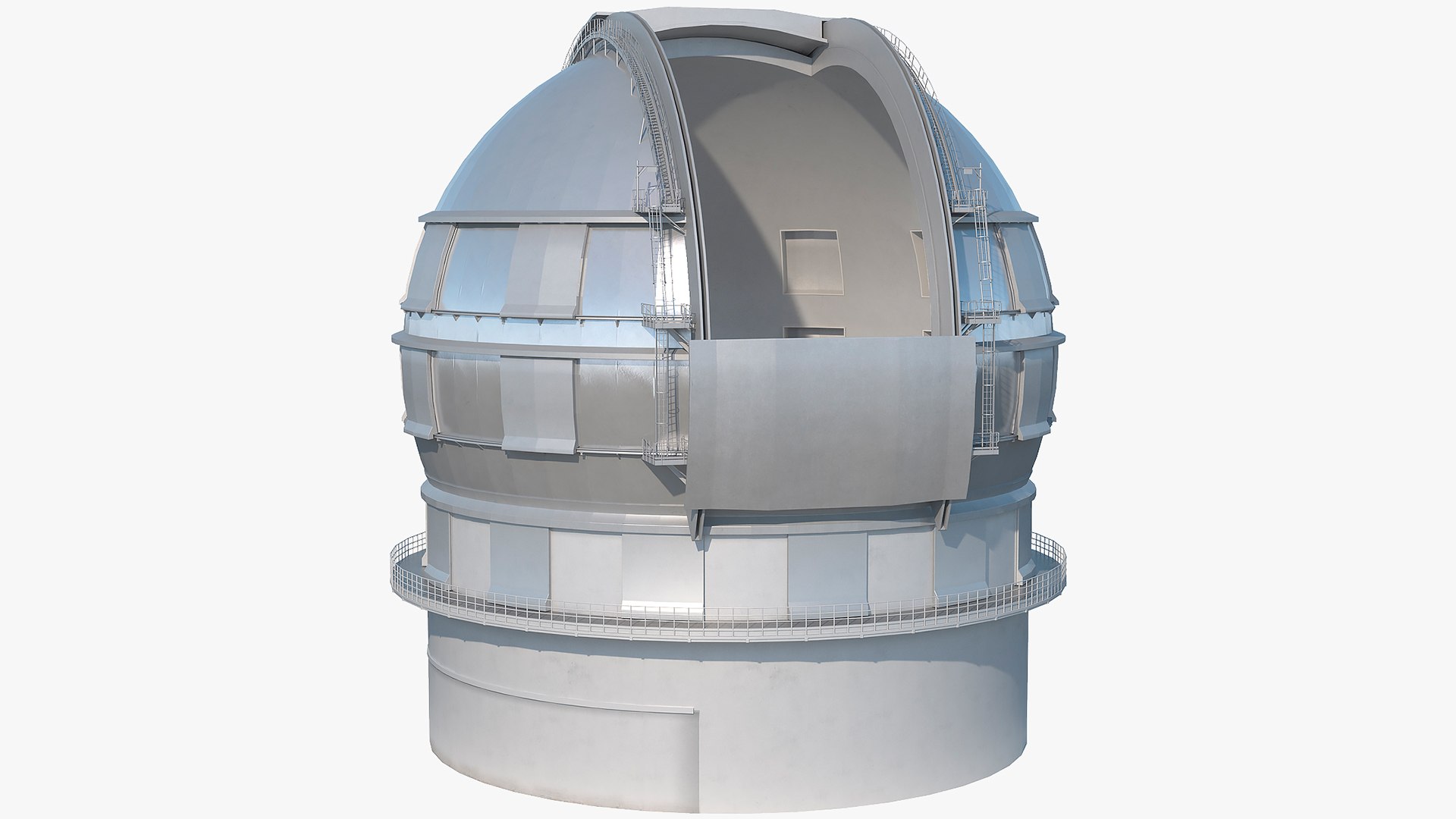 Astronomical Observatory Dome Rigged 3D model preview