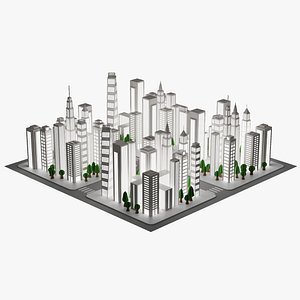 Paper City Street Night 3D model