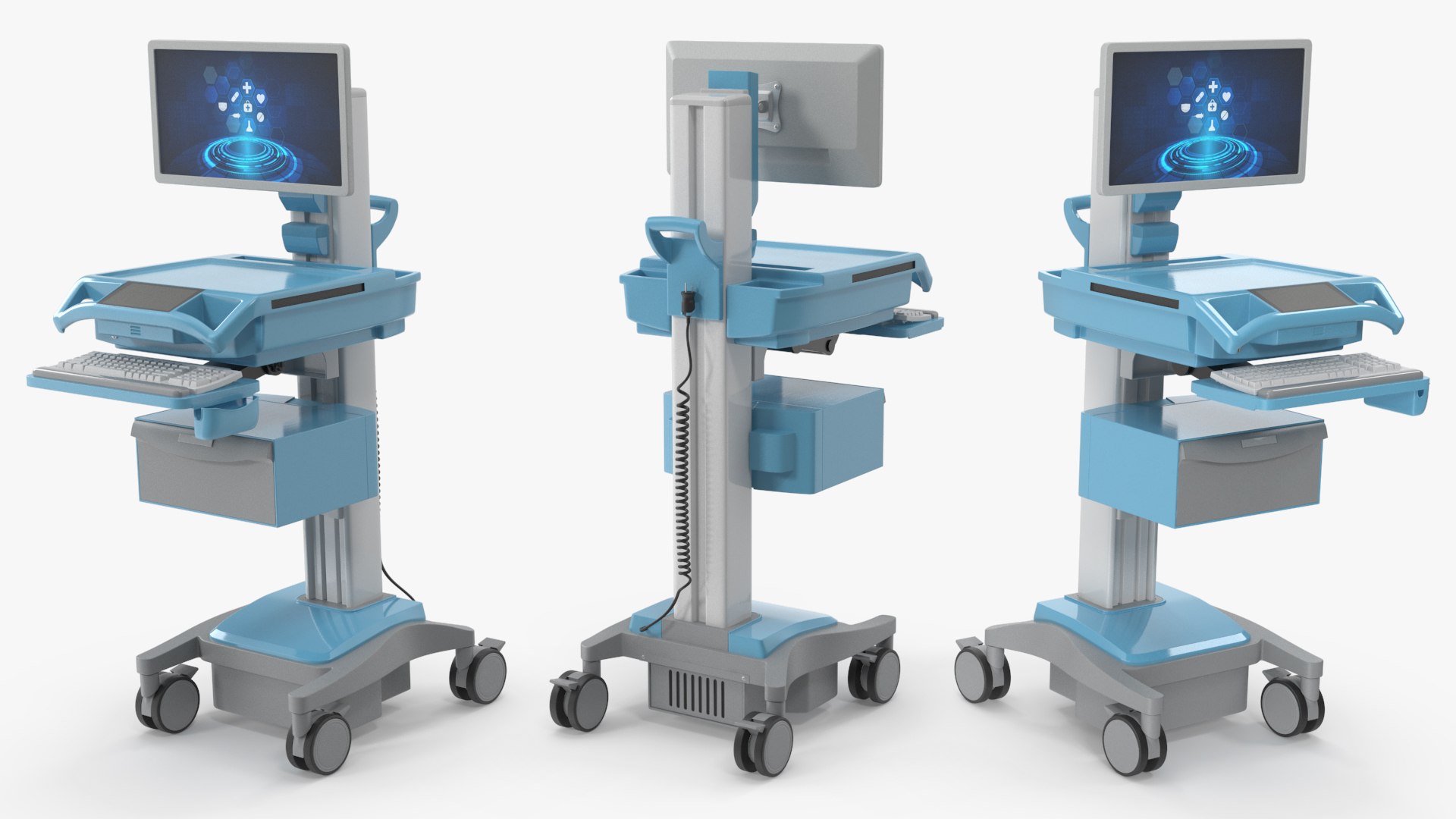 3D Clinical Workstation Cart With Patient Bed - TurboSquid 2515707
