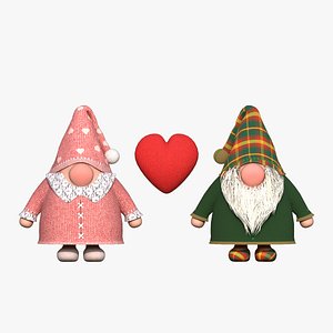 Valentine Christmas Gnomes 3D model
