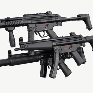 MP5A5 MP5SD6 with Upgrades Game Ready 3D model