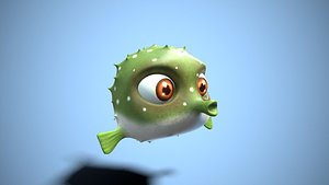 fish cartoon fugu 3D model