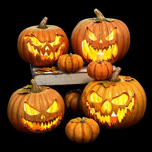 3D model Pumpkin set