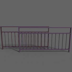 PBR Pedestrian Guard Rail Purple V3 3D model
