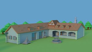 3D model Low-Poly Farm  House