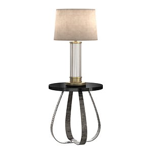 Porta romana fig table and Ralph Lauren Ribbed Console Lamp