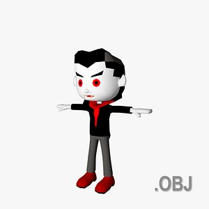 Vampire Male - OBJ - Low Poly Quad model